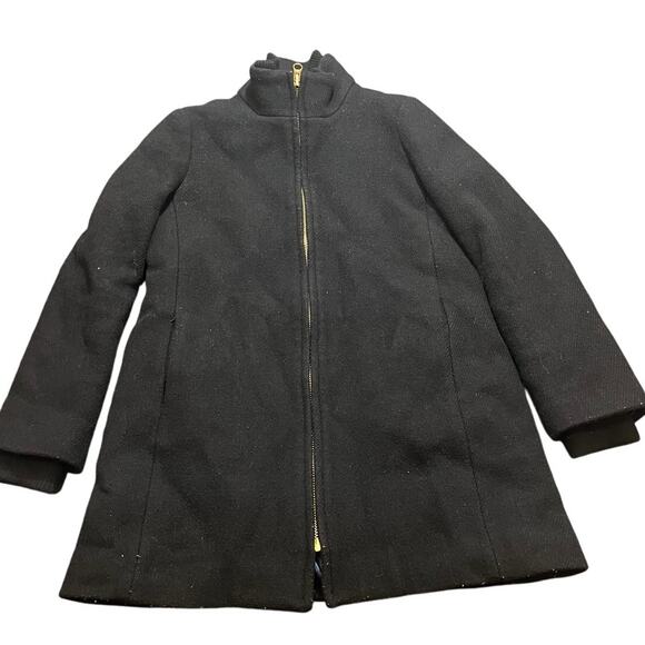 J. Crew Petite Lodge Coat Italian Stadium Cloth Wool Black K0897 Jacket Women 4P - Picture 1 of 10